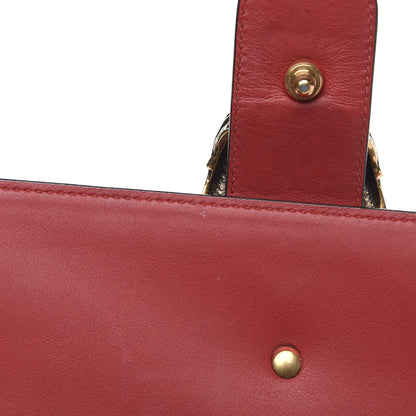 Gucci Moon Calfskin Web Large Dionysus Bamboo Top Handle Bag Hibiscus Red 16 of 18