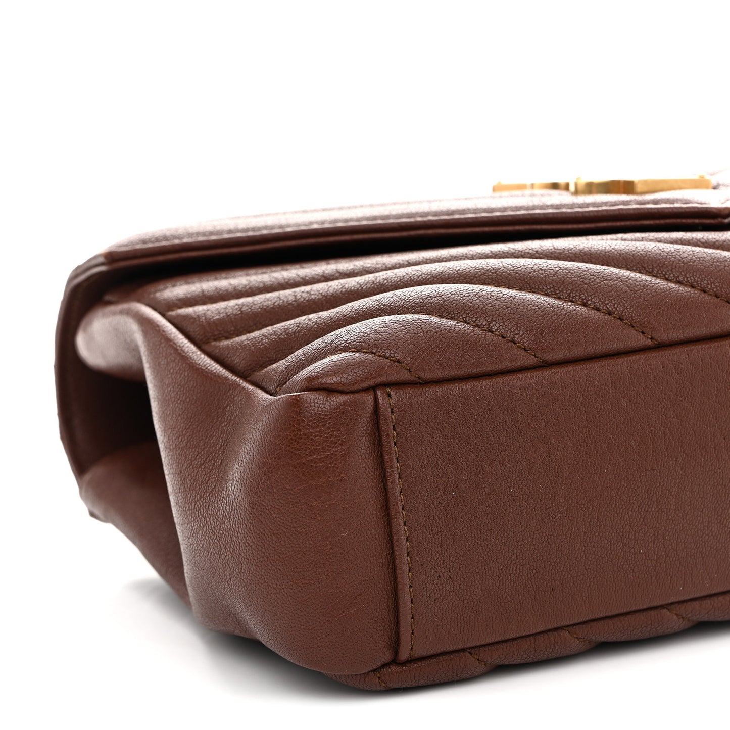 Sheepskin Matelasse Chevron Monogram Medium College Bag Brick