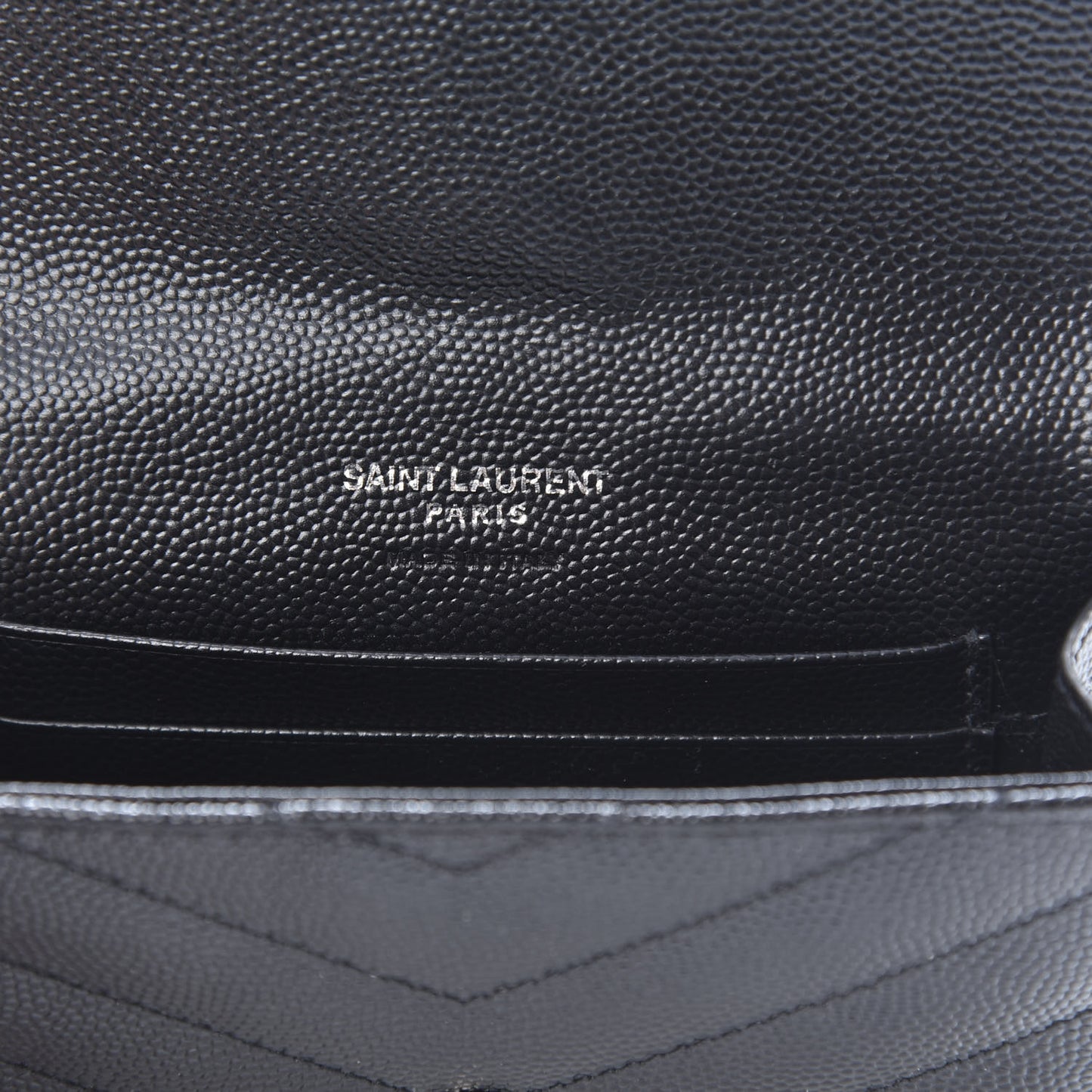 Grain De Poudre Matelasse Chevron Small Monogram Envelope Wallet Black