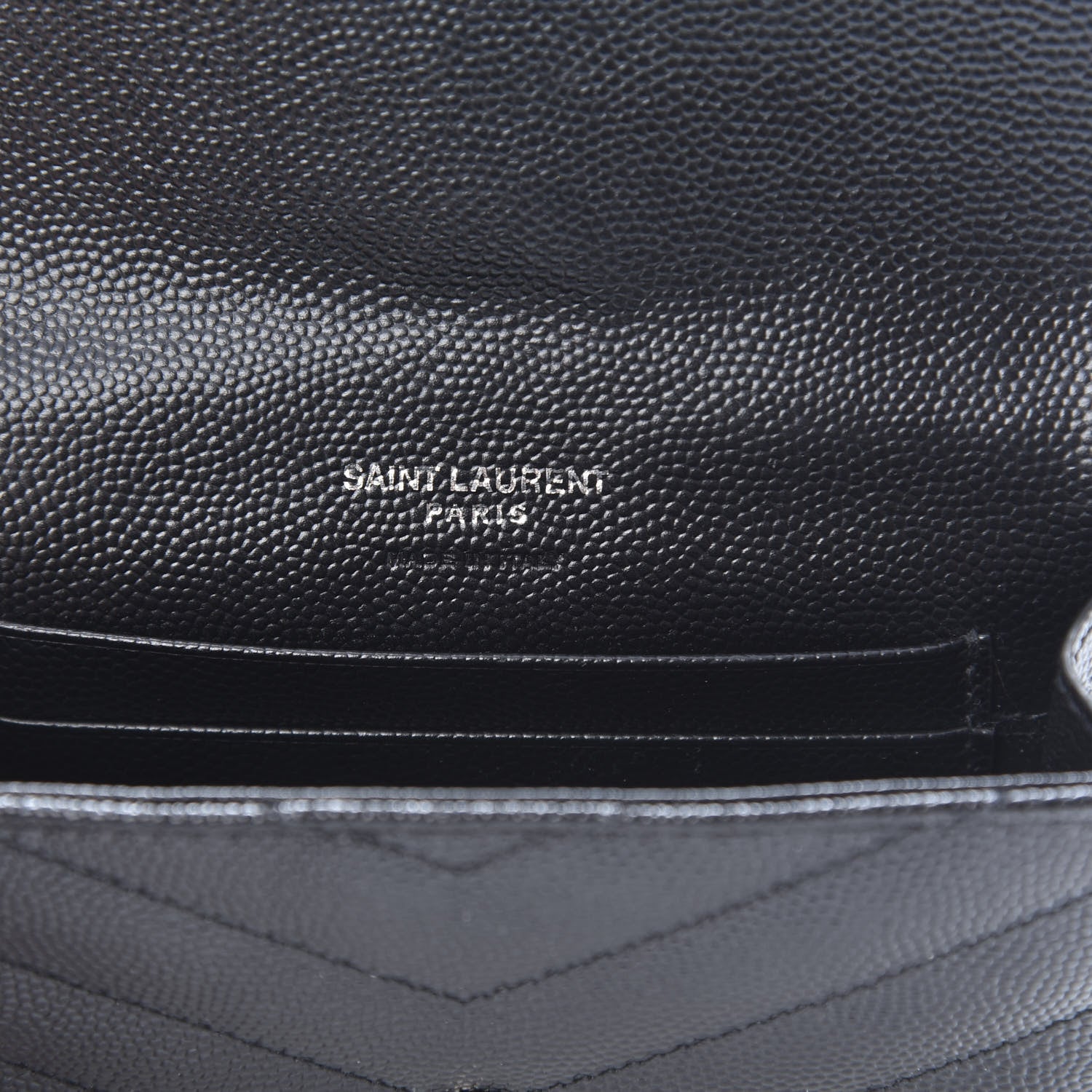 Saint Laurent Grain De Poudre Matelasse Chevron Small Monogram Envelope Wallet Black 6 of 8