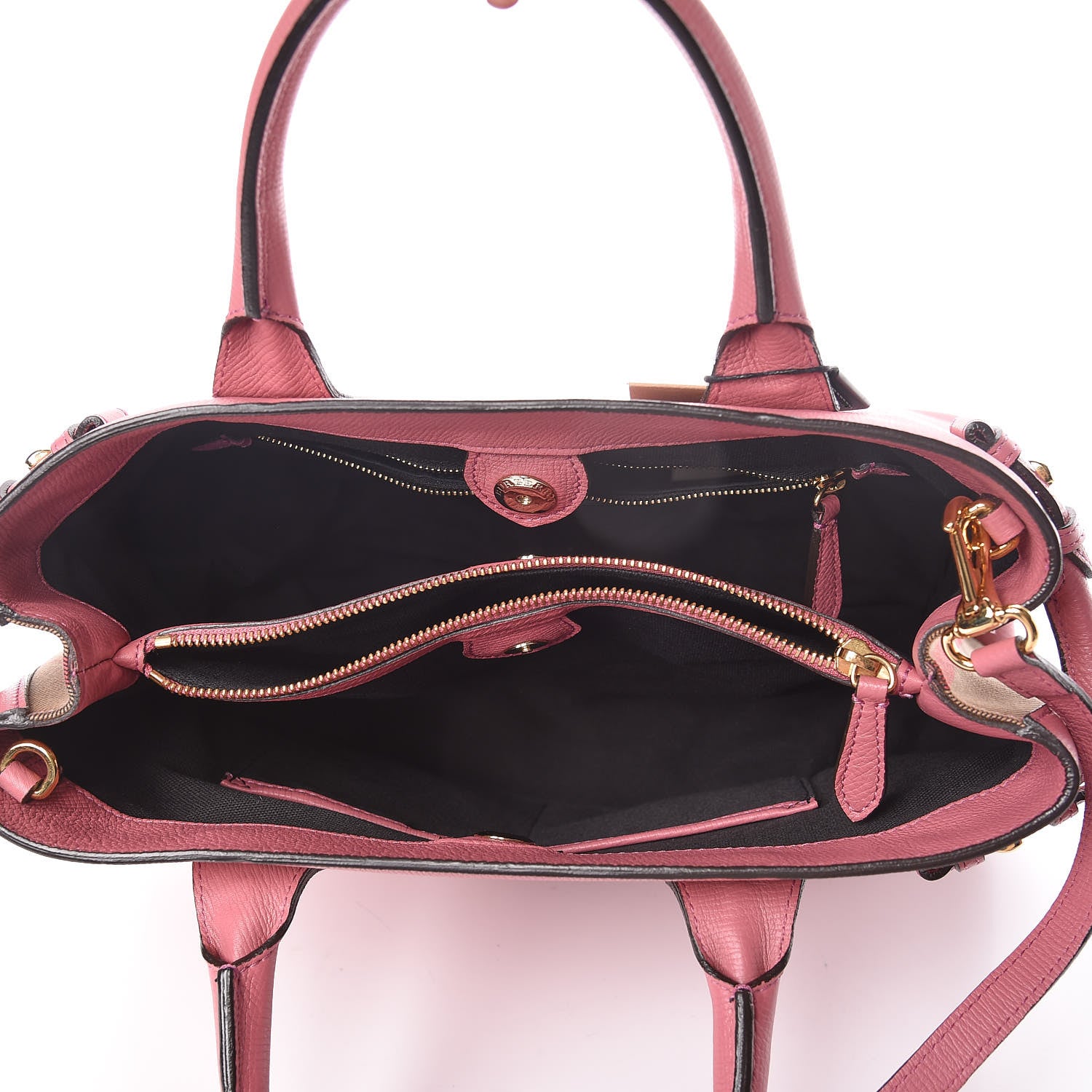 Burberry Grainy Calfskin House Check Medium Banner Tote Mauve Pink 8 of 9