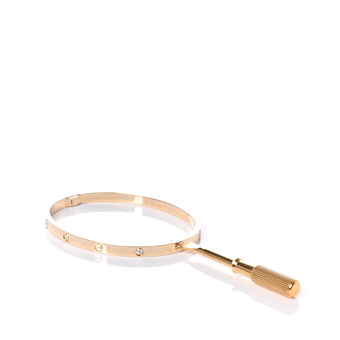 18K Yellow Gold 6 Diamond Small LOVE Bracelet 16