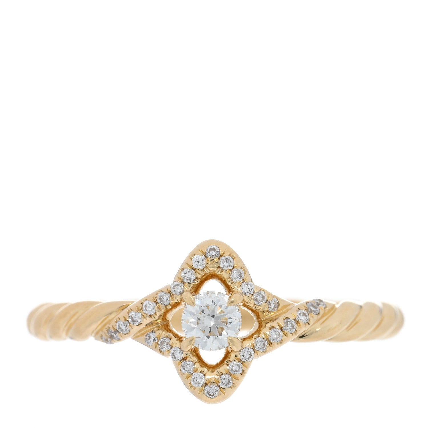 David Yurman 18K Yellow Gold Diamond 9mm Venetian Quatrefoil Ring 52 6 1 of 5