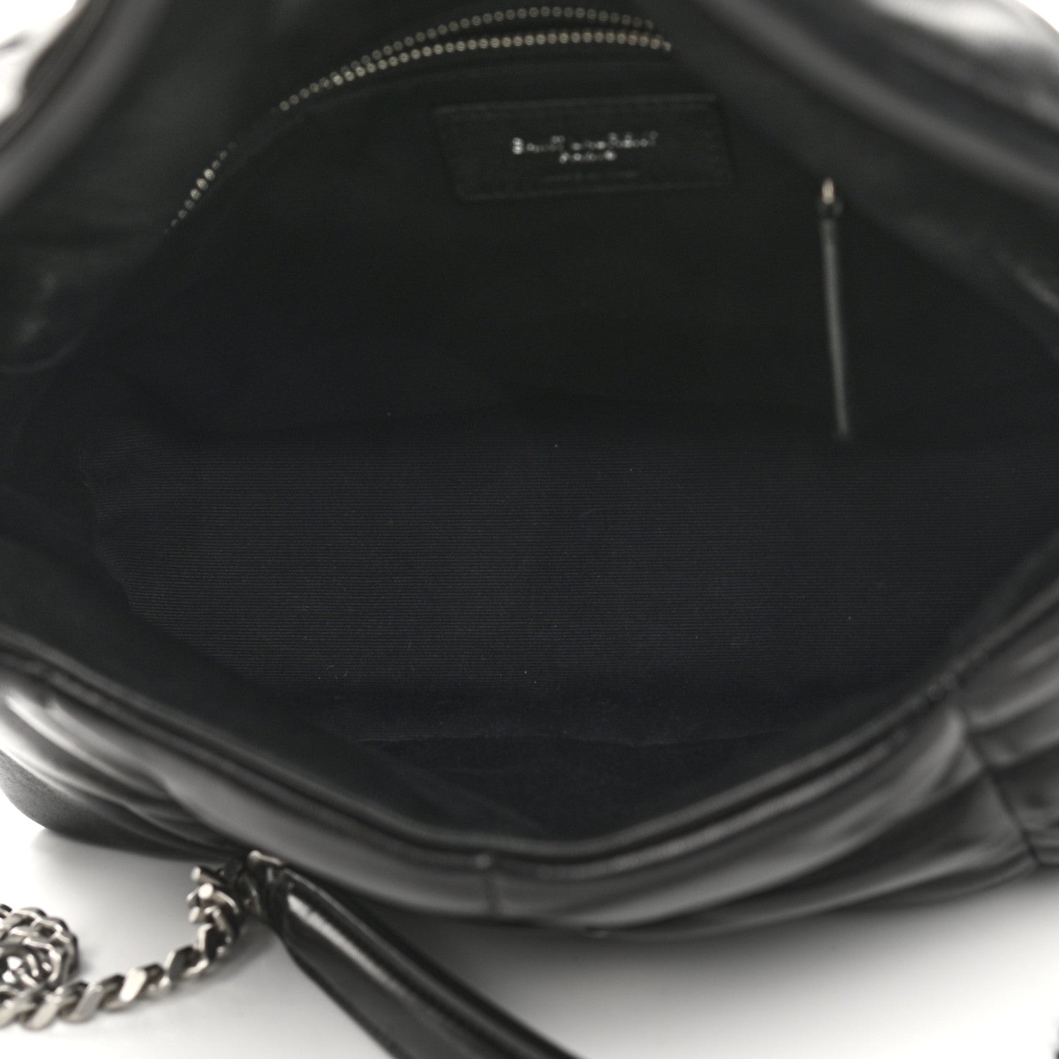 Saint Laurent Lambskin Quilted Small Loulou Puffer Monogram Chain Satchel Black 5 of 12