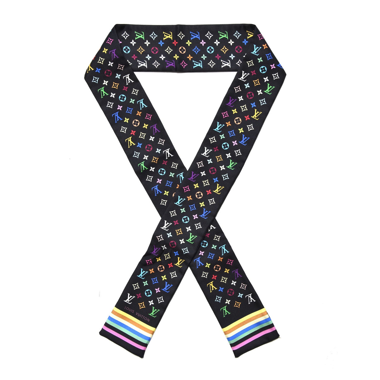 Silk Monogram Multicolor Bandeau Black