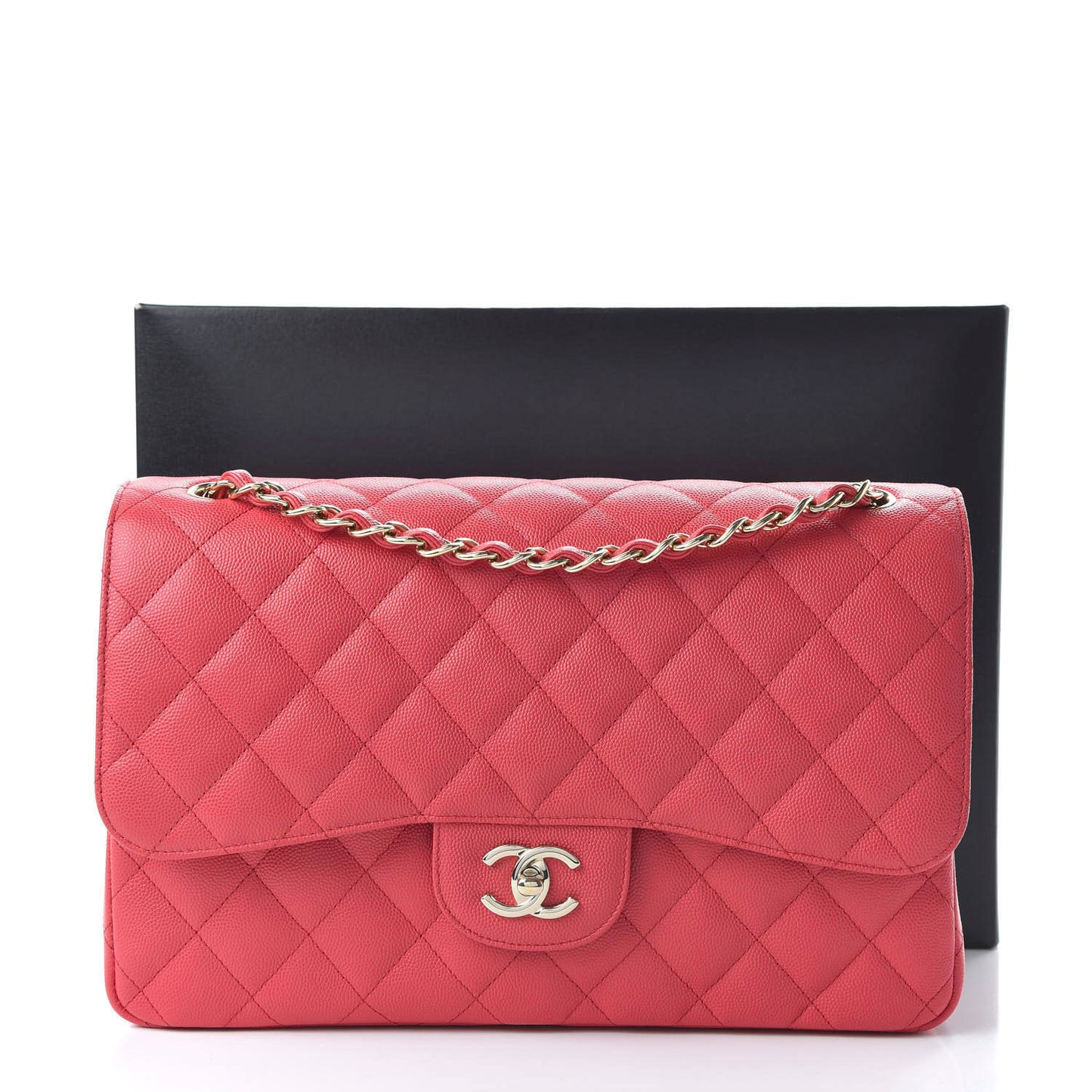 Caviar Quilted Jumbo Double Flap Dark Pink