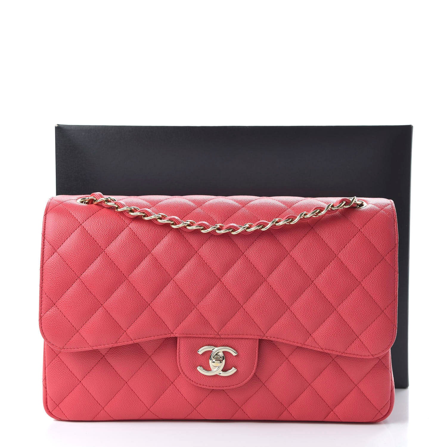 Chanel Caviar Quilted Jumbo Double Flap Dark Pink 11 of 11