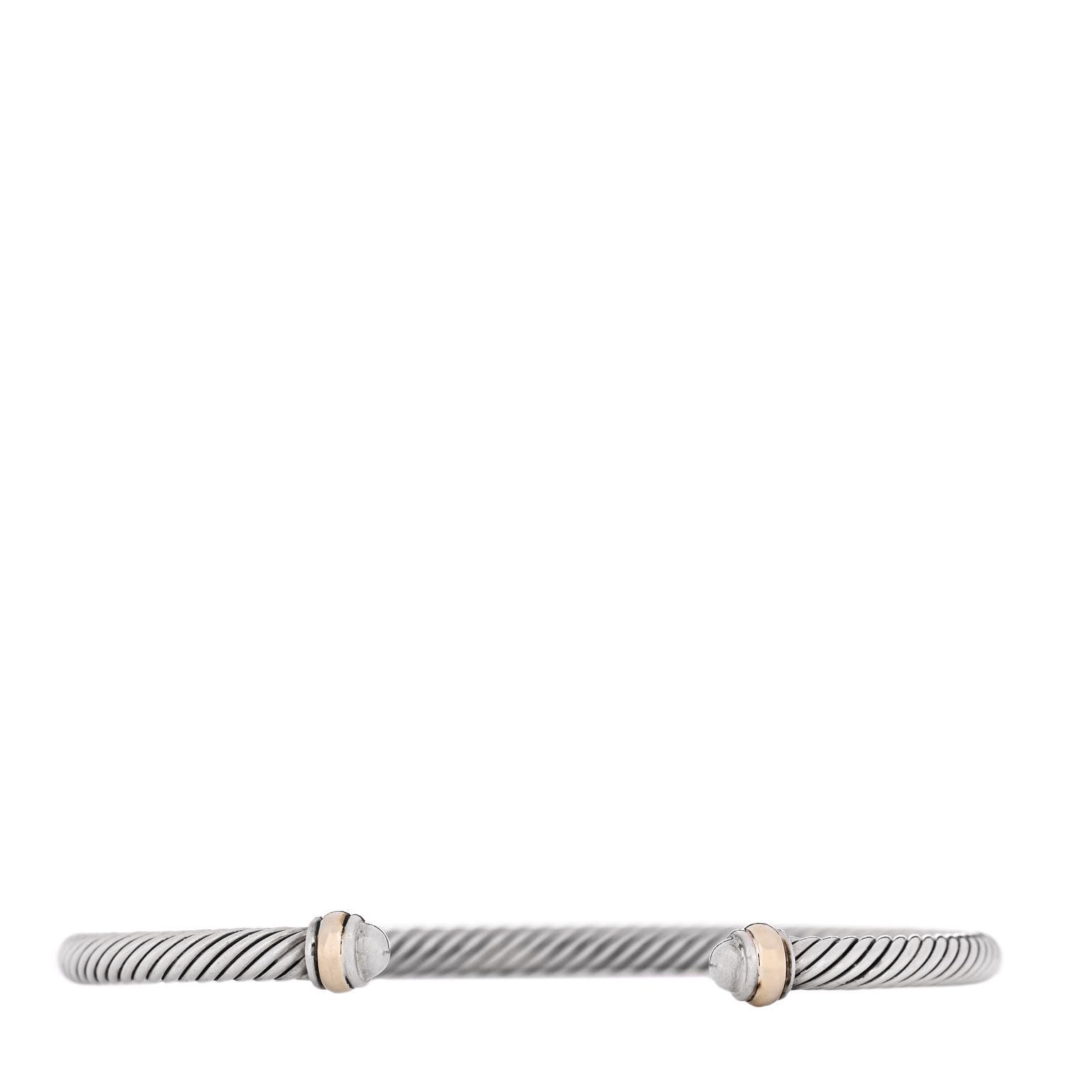 David Yurman Sterling Silver 18K Yellow Gold 4mm Cable Classics Bracelet 1 of 4