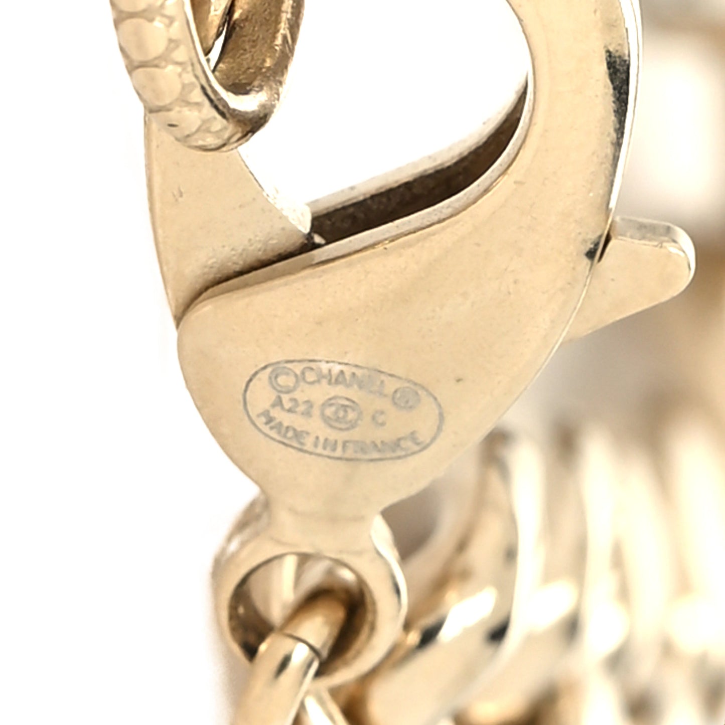 Metal Resin Crystal Chain CC Bracelet Gold