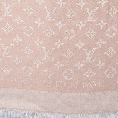 Louis Vuitton Silk Wool Monogram Denim Shawl Rose 4 of 5