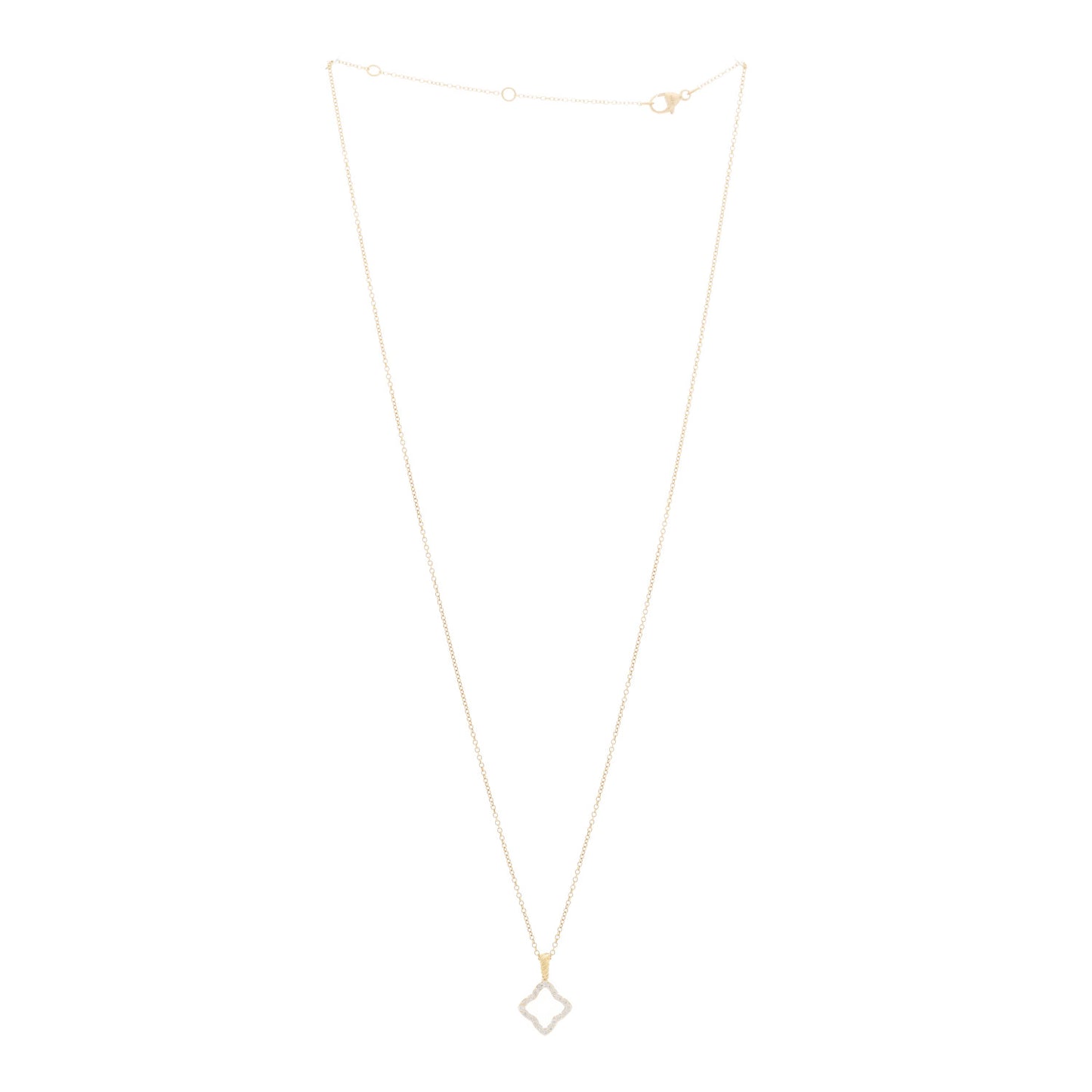 18K Yellow Gold Diamond Cable Collectibles Quatrefoil Pendant Necklace