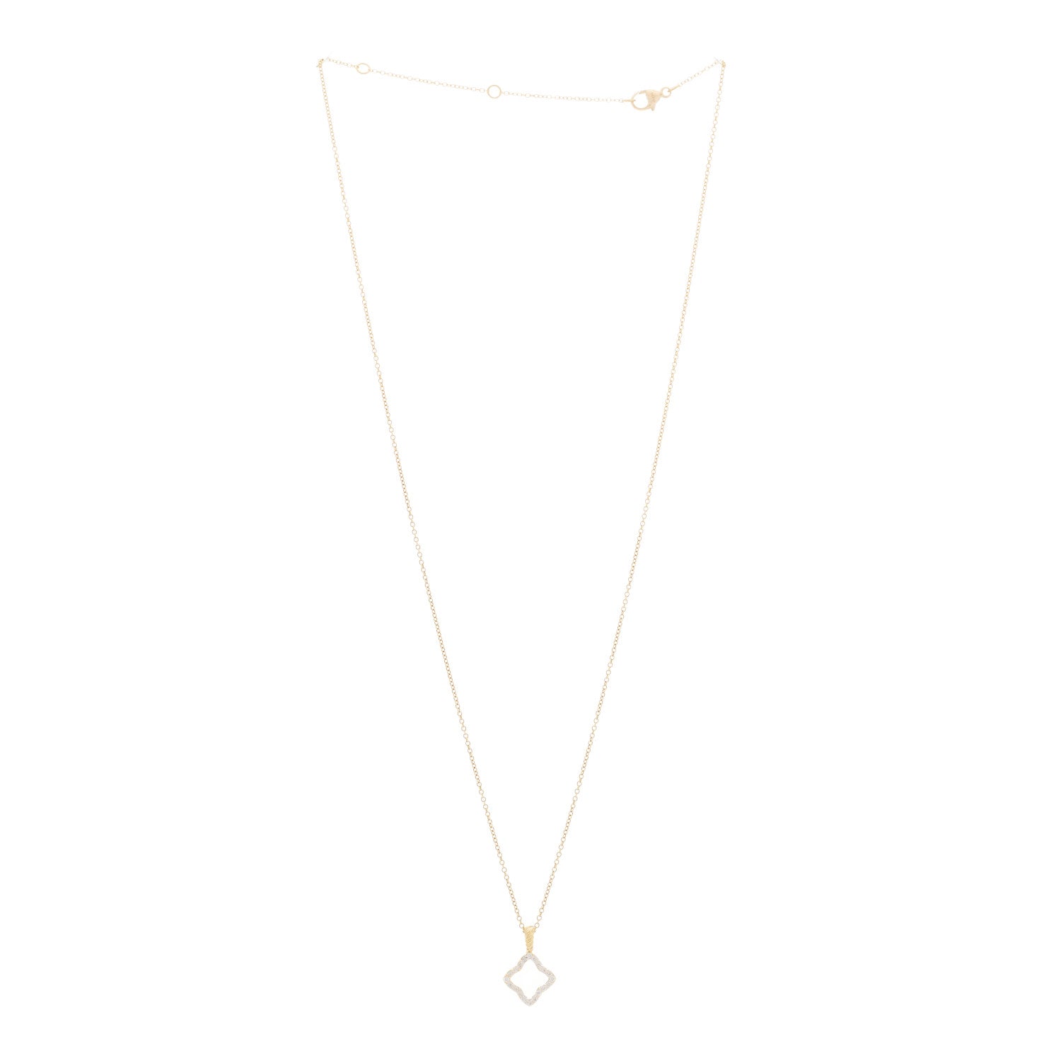 David Yurman 18K Yellow Gold Diamond Cable Collectibles Quatrefoil Pendant Necklace 3 of 4