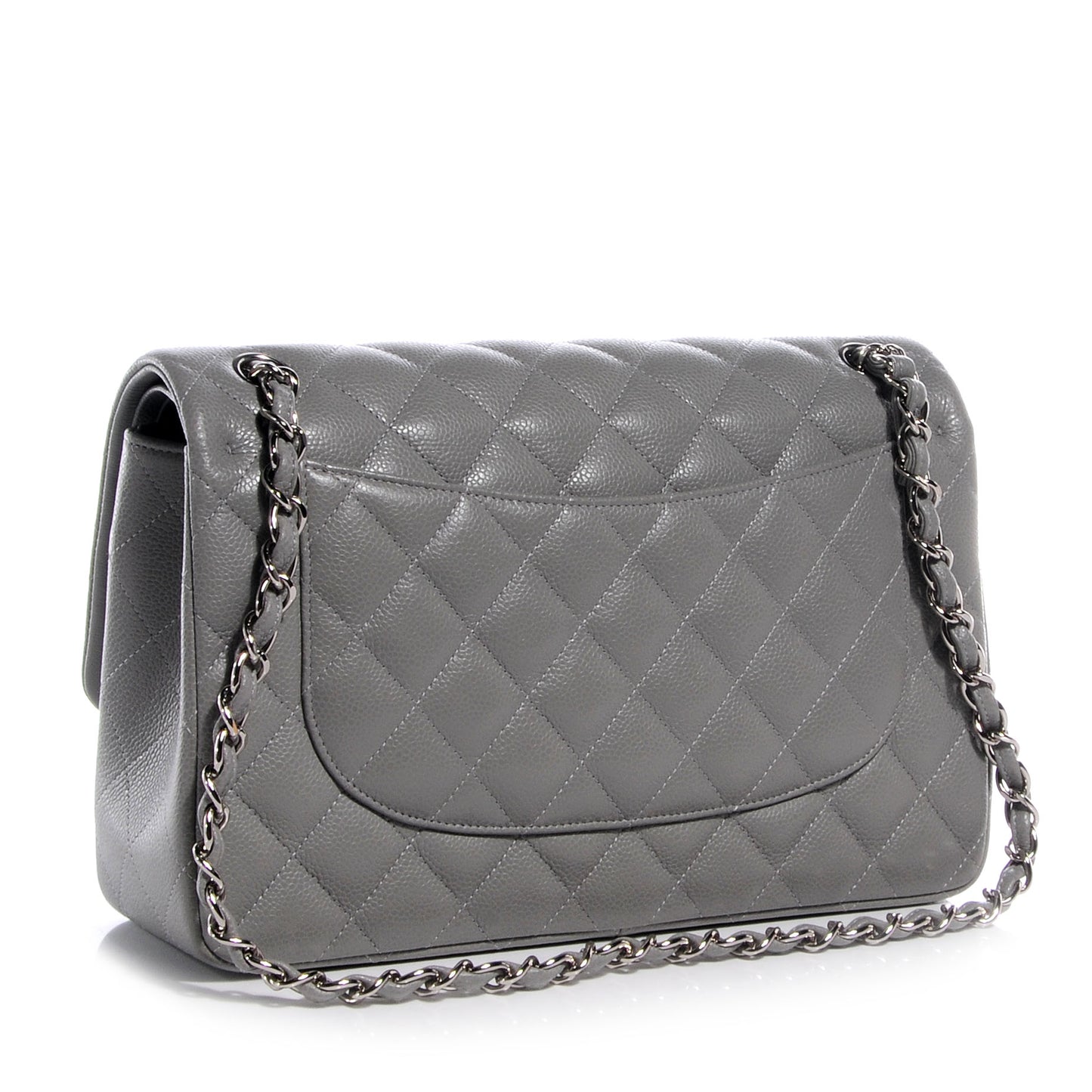 Caviar Jumbo Double Flap Grey