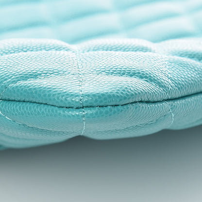 Chanel Caviar Quilted Large Cosmetic Case Turquoise 6 of 10