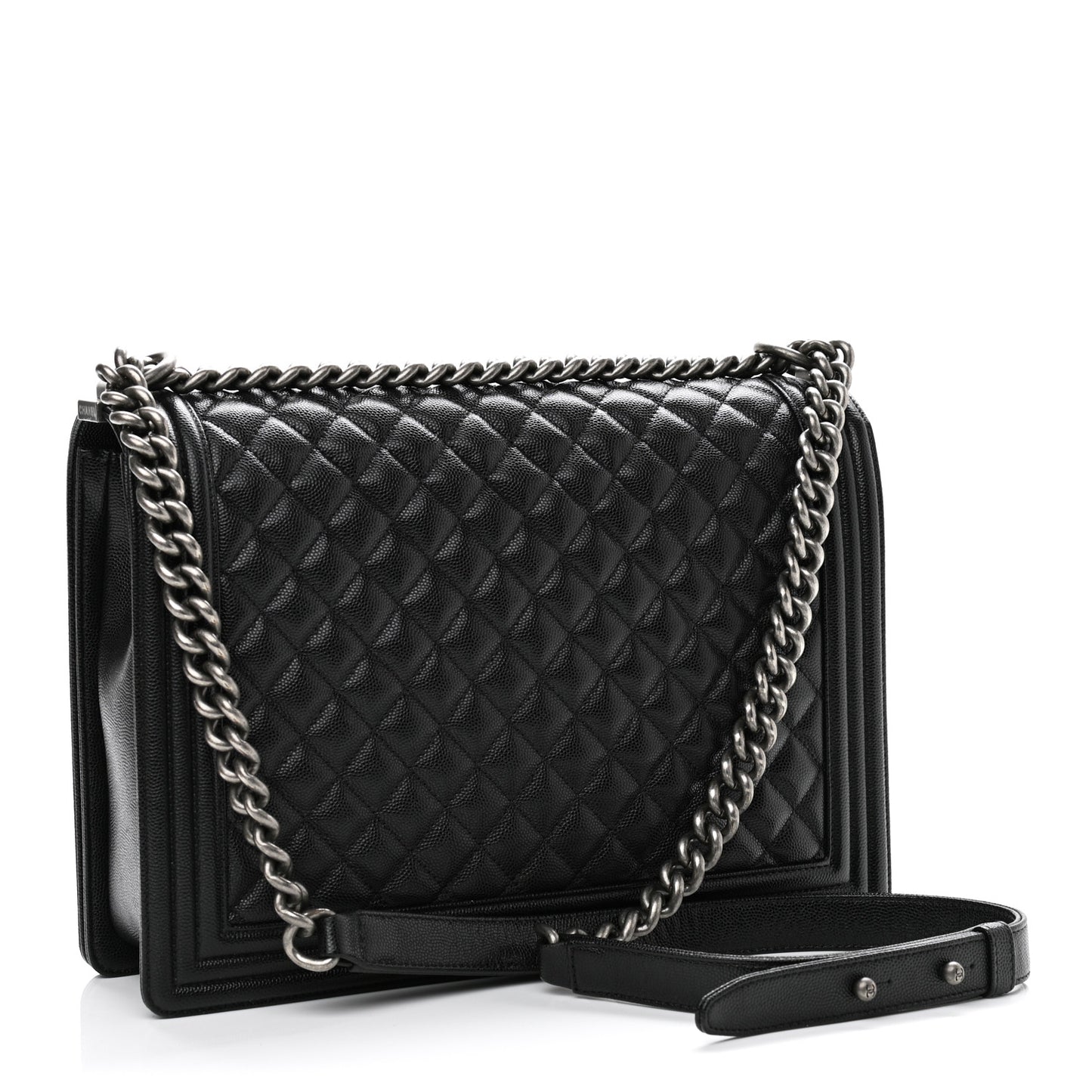 Caviar Quilted Large Boy Flap Black