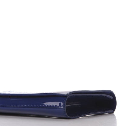 Saint Laurent Patent Calfskin Monogram Large Belle De Jour Clutch Royal Blue 7 of 9