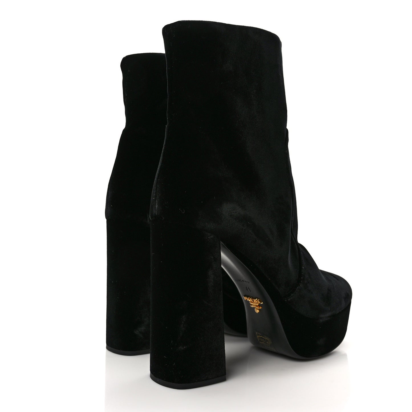Velvet Platform Ankle Boots 41 Black