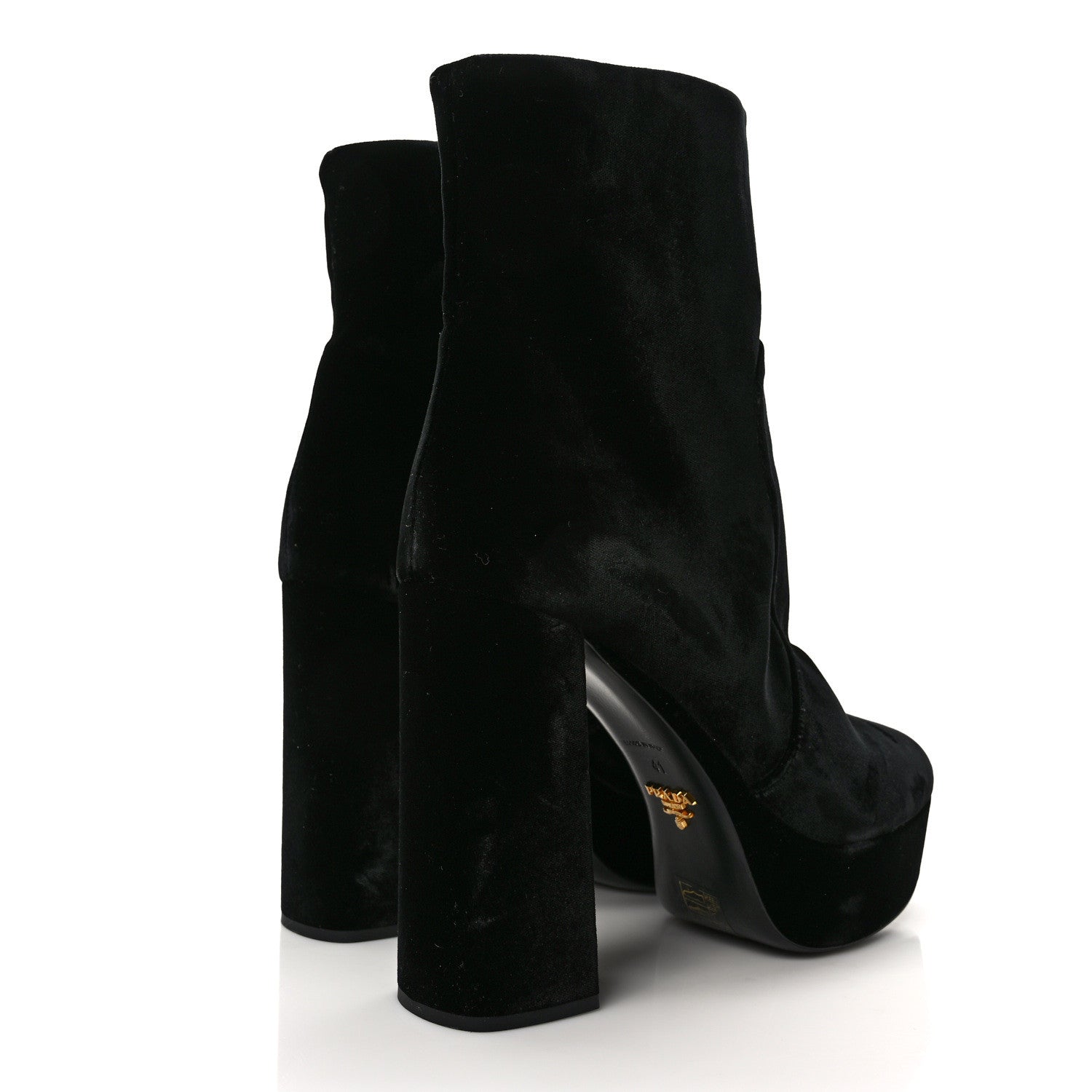 Prada Velvet Platform Ankle Boots 41 Black 4 of 7