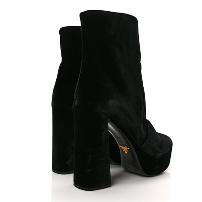Prada Velvet Platform Ankle Boots 41 Black 4 of 7