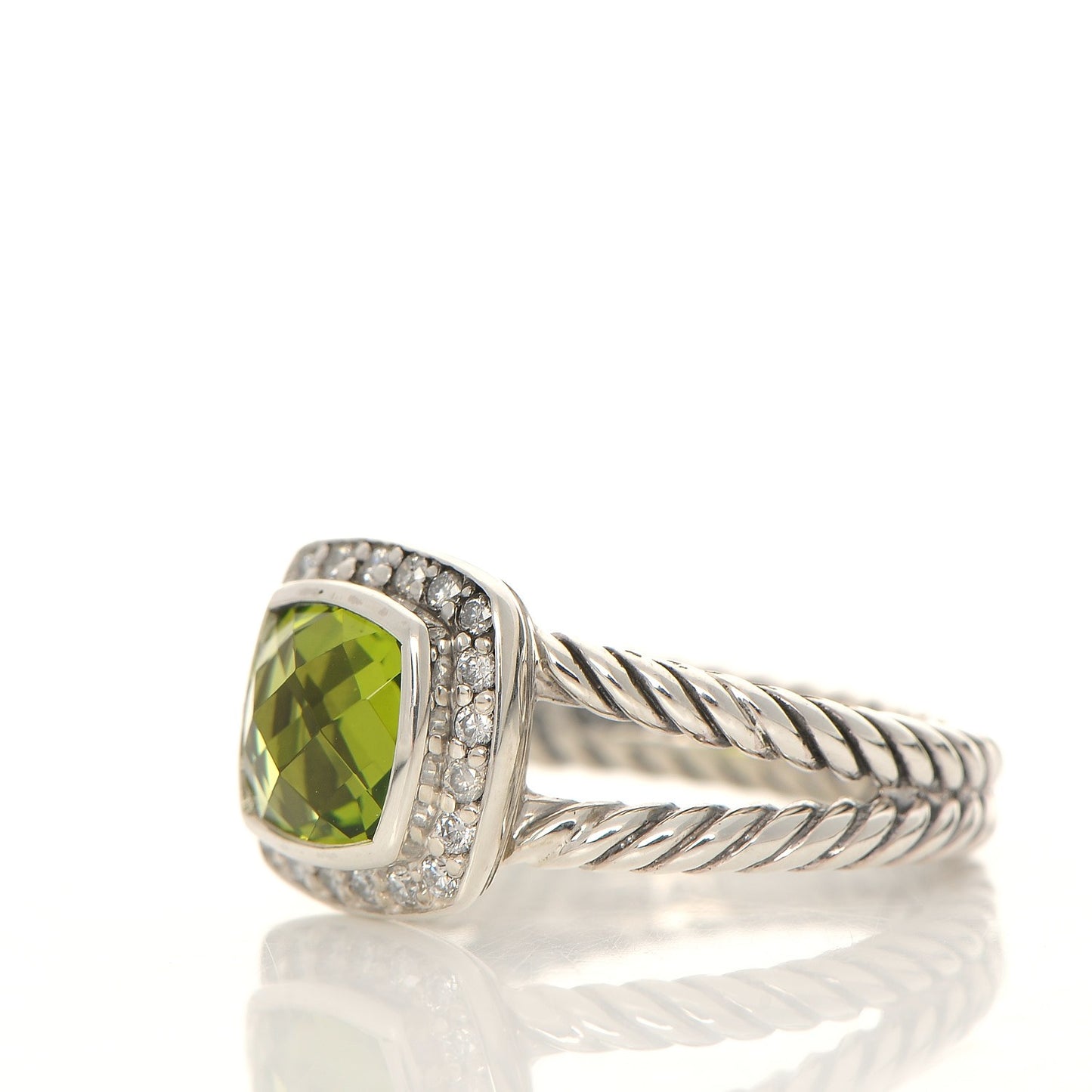 Sterling Silver Diamond Peridot 7mm Petite Albion Ring 55 7.25