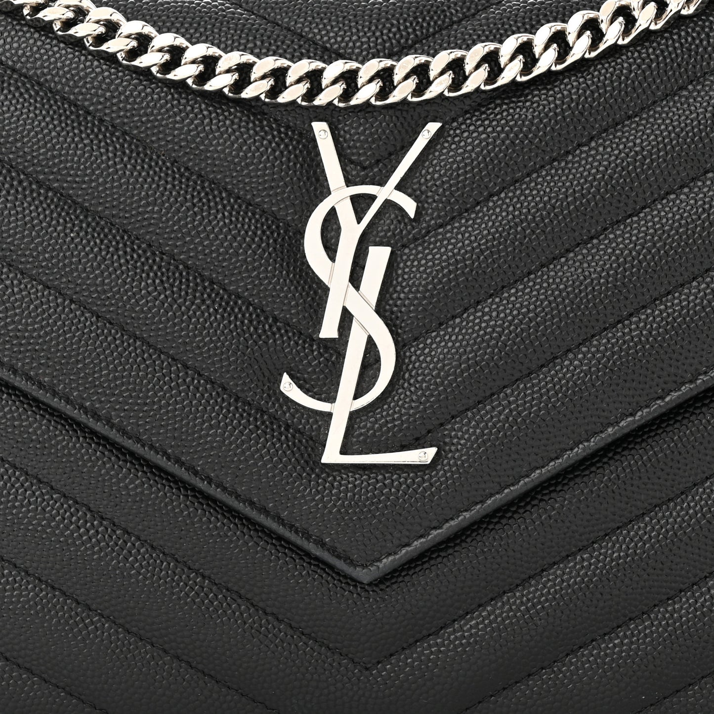 Grain De Poudre Matelasse Chevron Monogram Chain Wallet Black