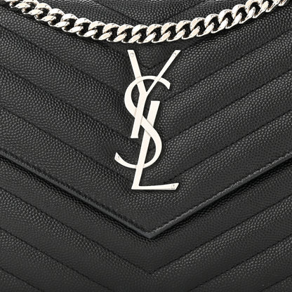 Saint Laurent Grain De Poudre Matelasse Chevron Monogram Chain Wallet Black 9 of 13