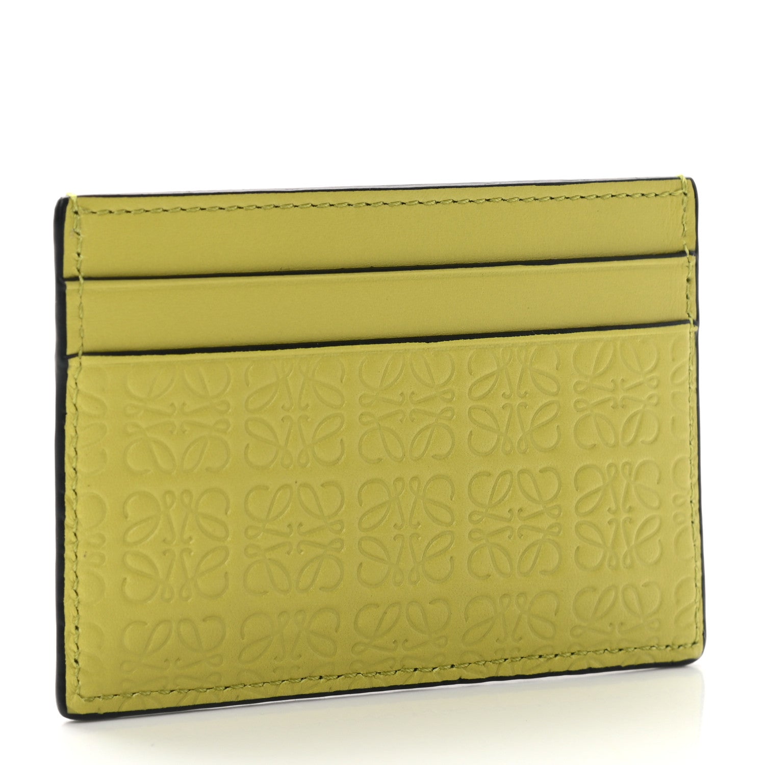 Loewe Calfskin Embossed Anagram Cardholder Lime Yellow 3 of 8