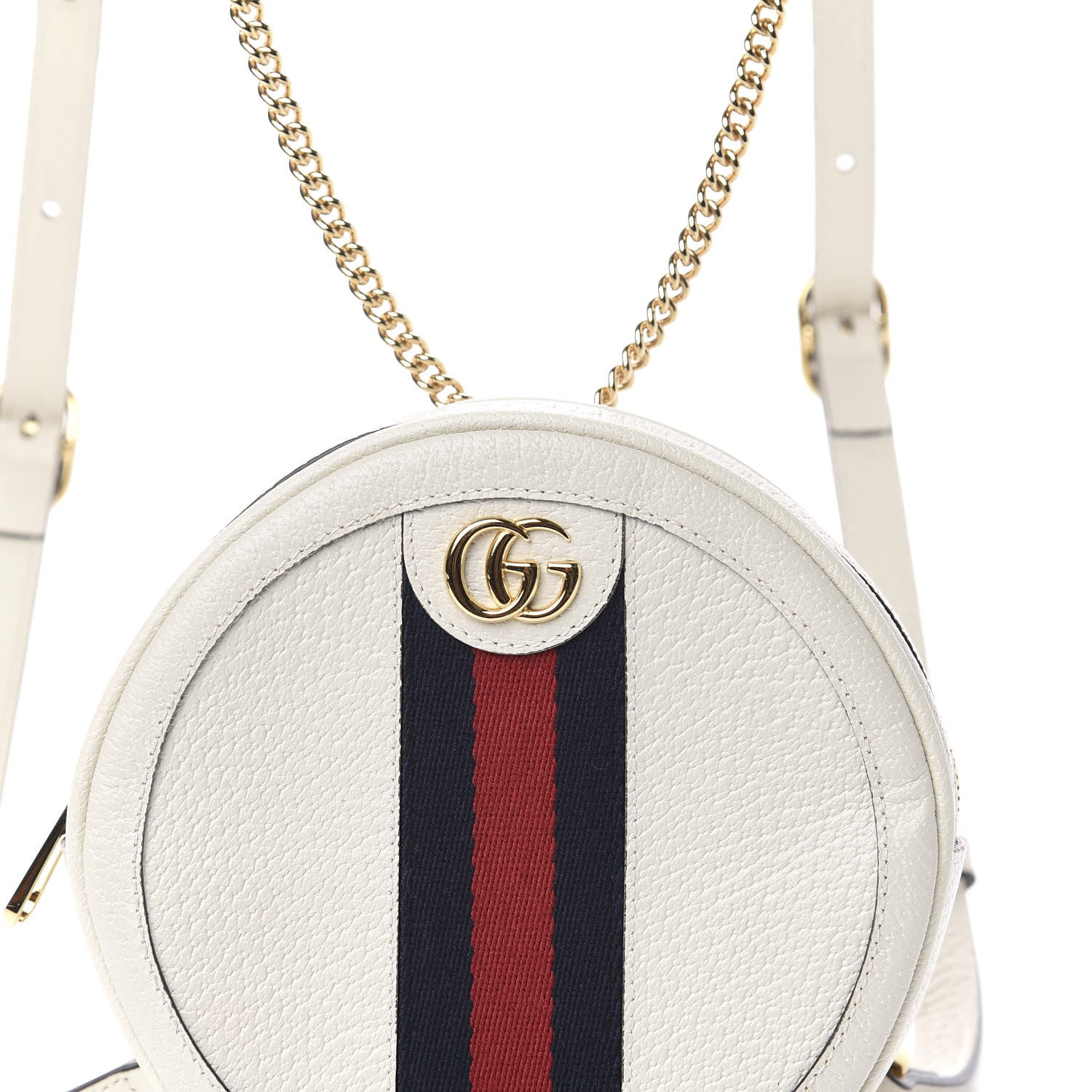 Gucci Textured Calfskin Web Mini Ophidia Round Backpack Mystic White 9 of 10