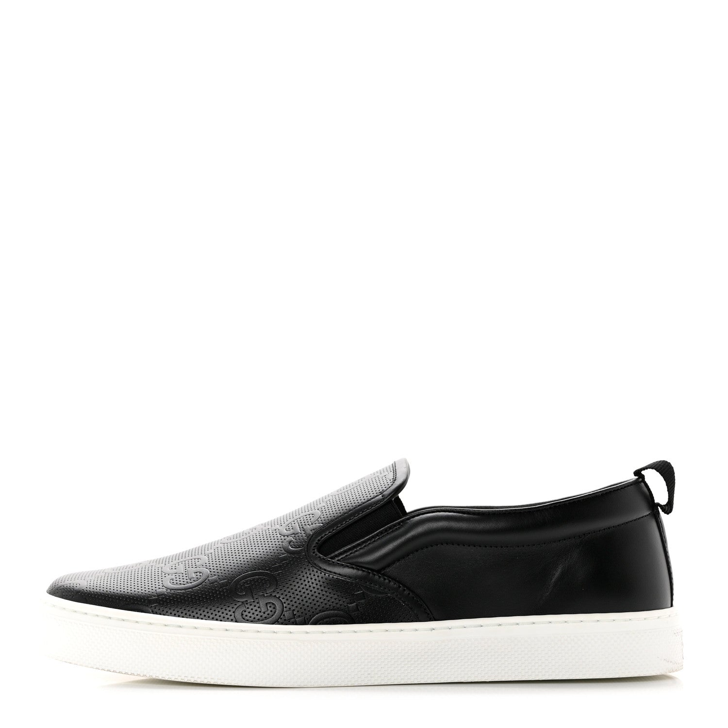 Gucci Calfskin GG Monogram Embossed Perforated Mens Dublin Slip On Sneakers 11 Black 1 of 9