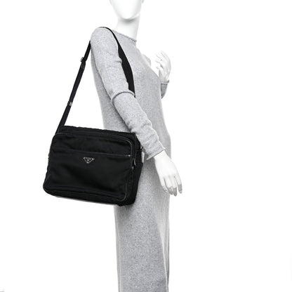 Prada Tessuto Nylon Saffiano Front Pocket Zip Messenger Black 2 of 19