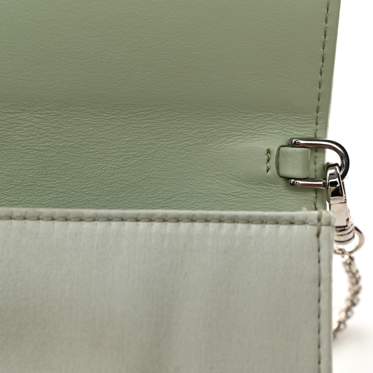 Prada Satin Crystal Metal Triangle Logo Card Holder With Strap Acqua 14 of 19