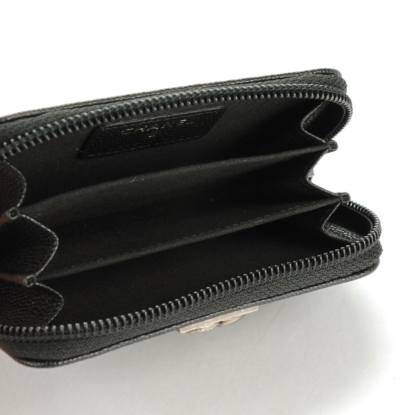 Caviar Quilted Boy Zip Around Coin Purse Wallet Black