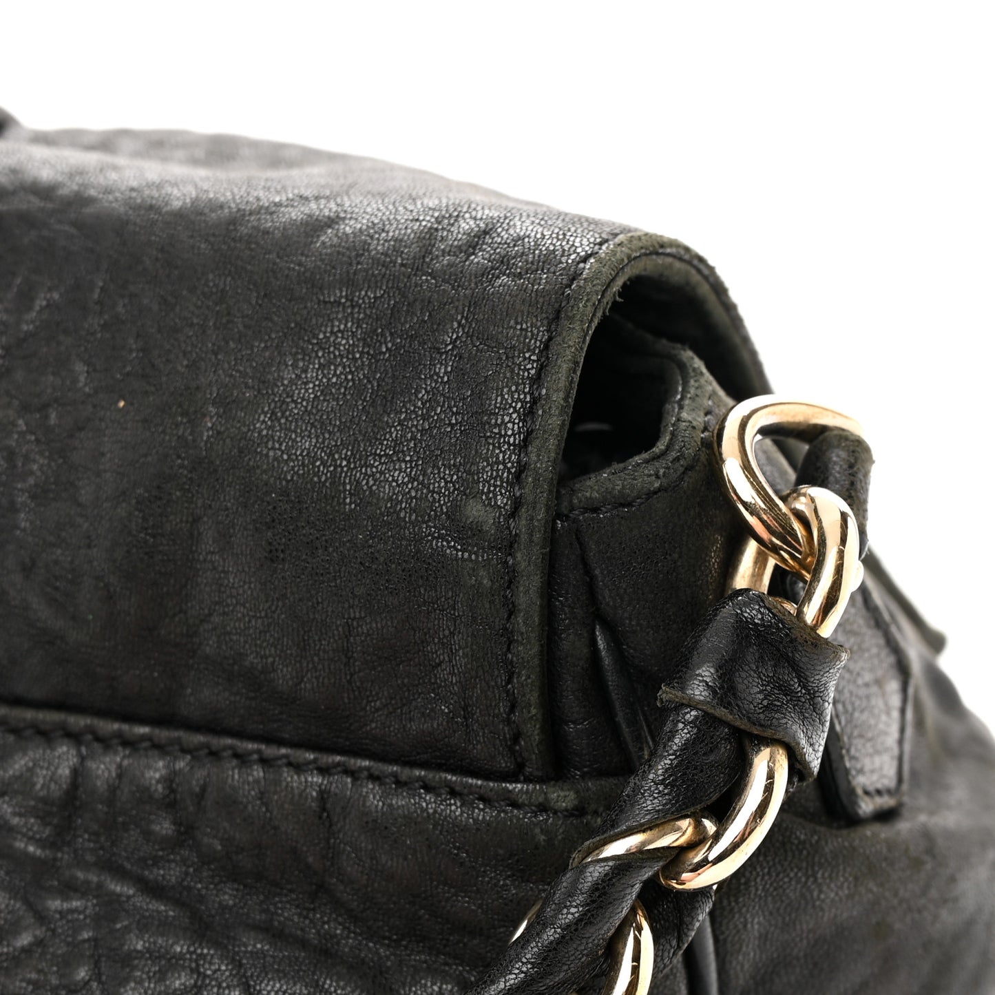 Crinkled Lambskin Mia Shoulder Flap Black