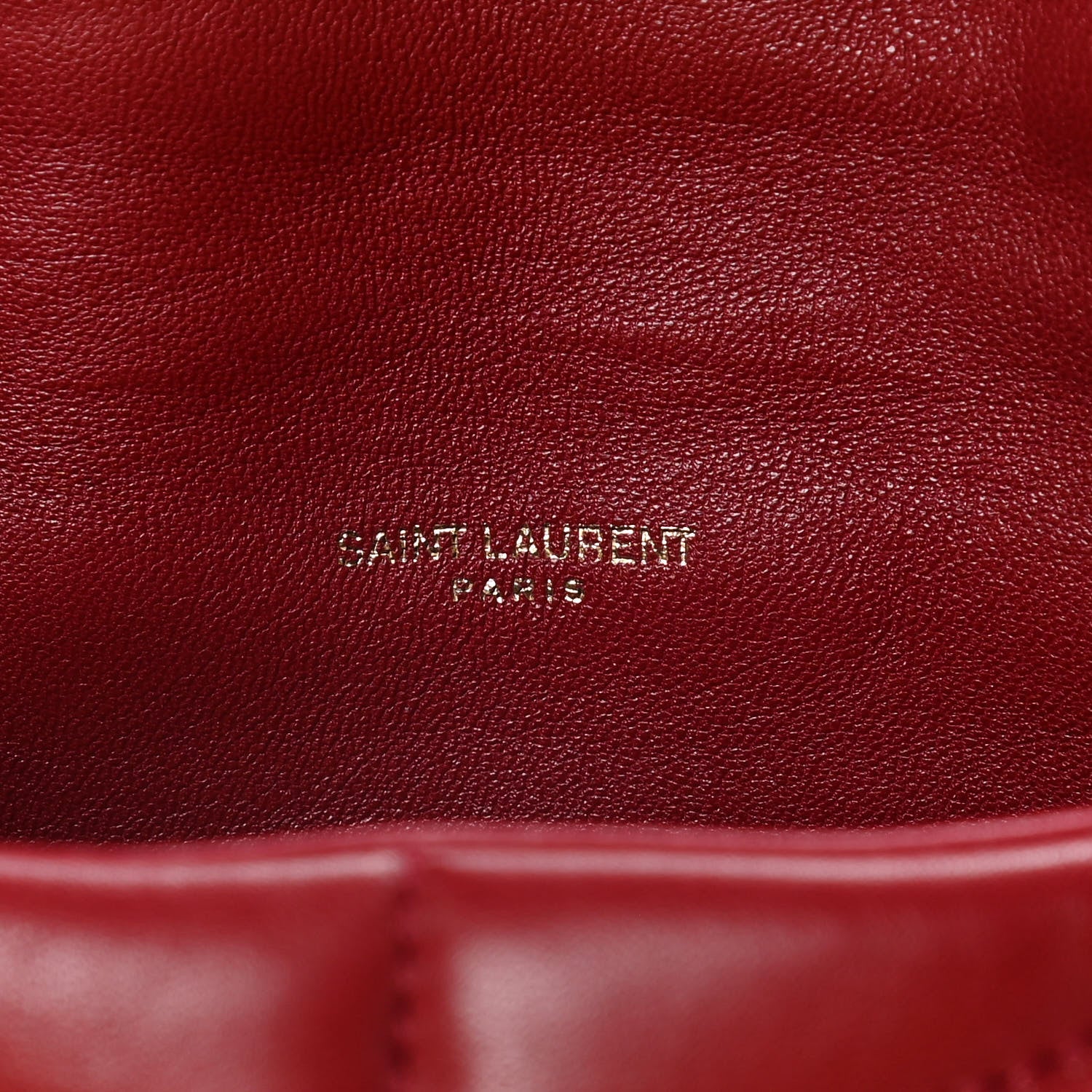 Saint Laurent Lambskin Quilted Toy Loulou Puffer Monogram Chain Satchel Red 9 of 17