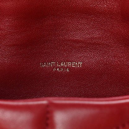 Saint Laurent Lambskin Quilted Toy Loulou Puffer Monogram Chain Satchel Red 9 of 17