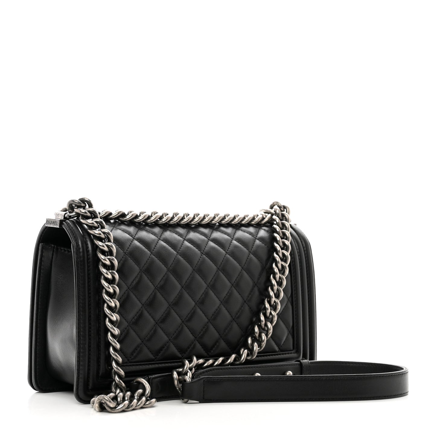 Lambskin Quilted Medium Boy Flap Black