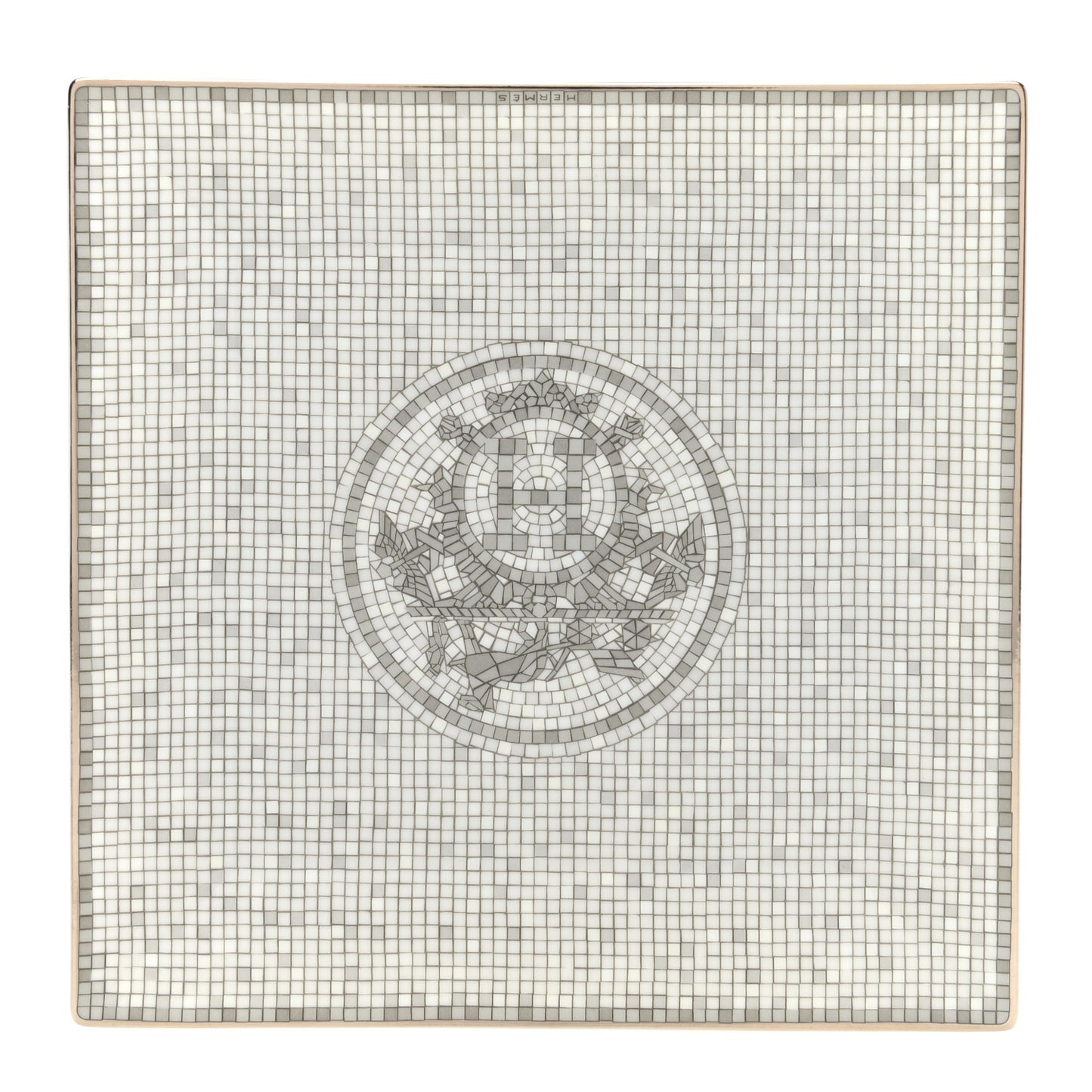 Porcelain Mosaique Au 24 Platinum Square Plate N°3
