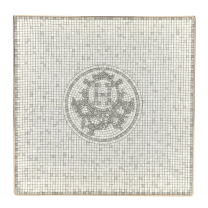 Hermes Porcelain Mosaique Au 24 Platinum Square Plate N°3 1 of 7