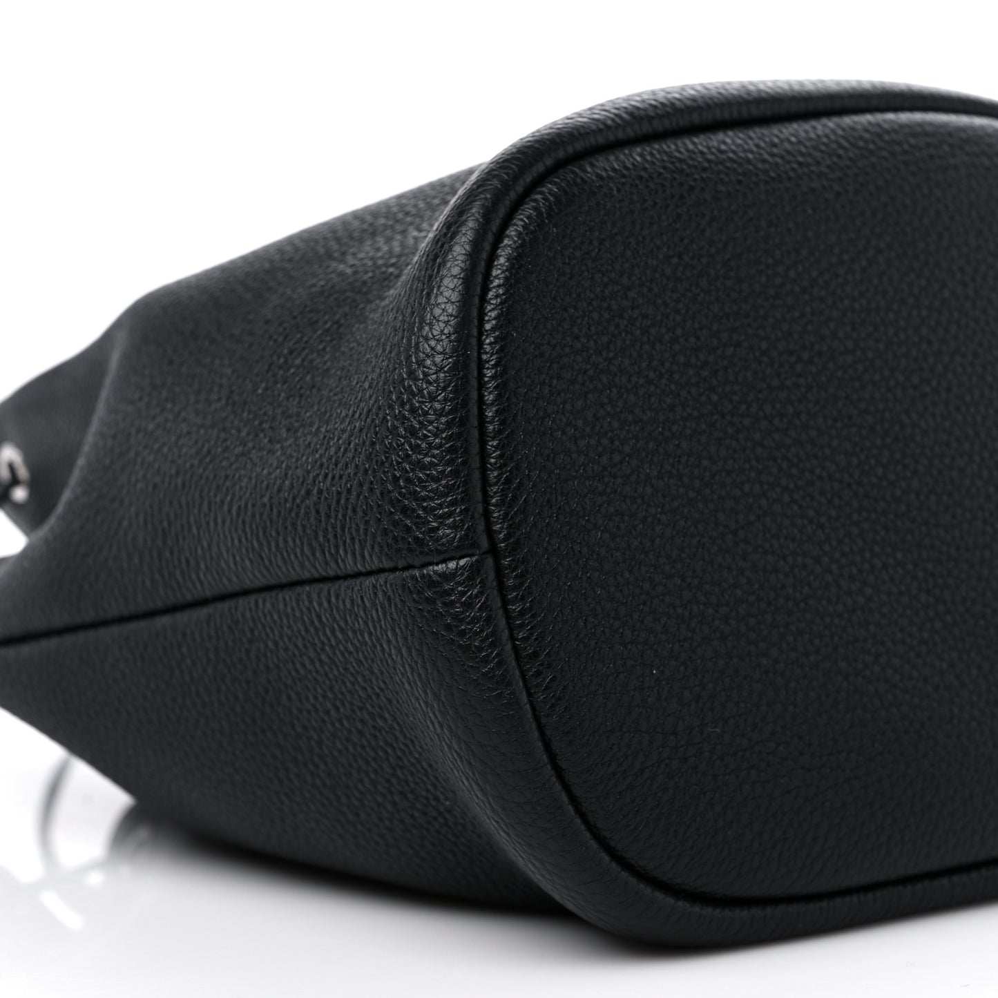 Vitello Daino Soft Drawstring Bucket Bag Black