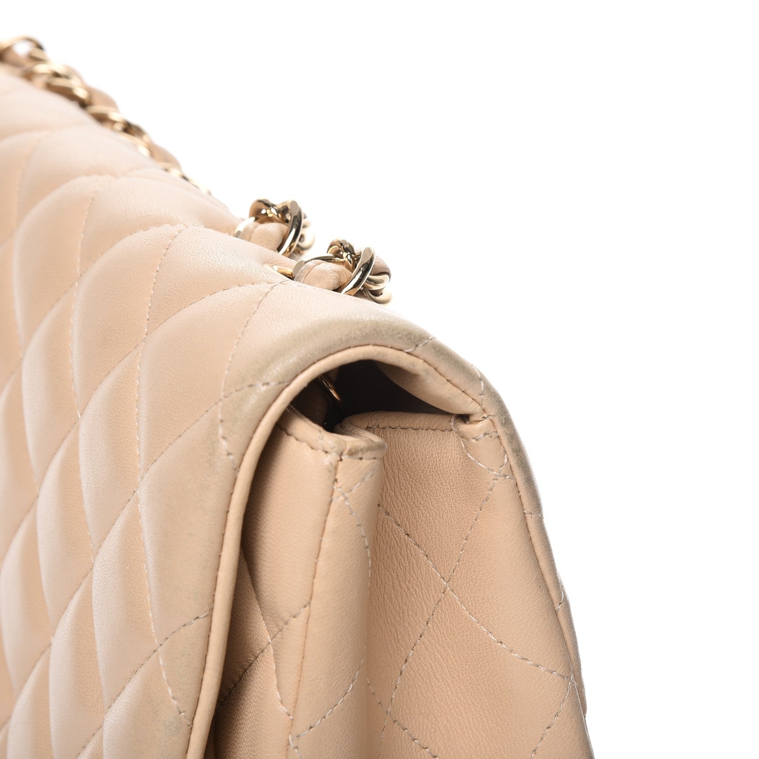 Chanel Lambskin Quilted Jumbo Single Flap Beige 13 of 19