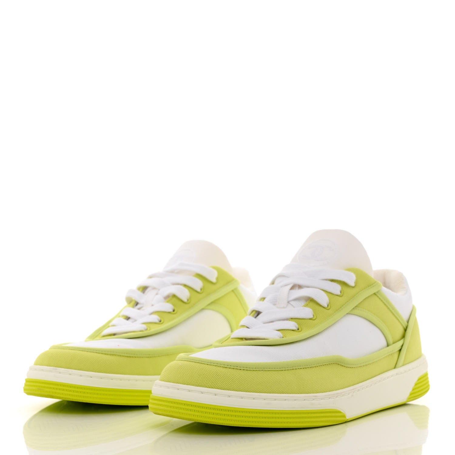 Chanel Fabric Womens Logo Sneakers 39.5 Green 3 of 10