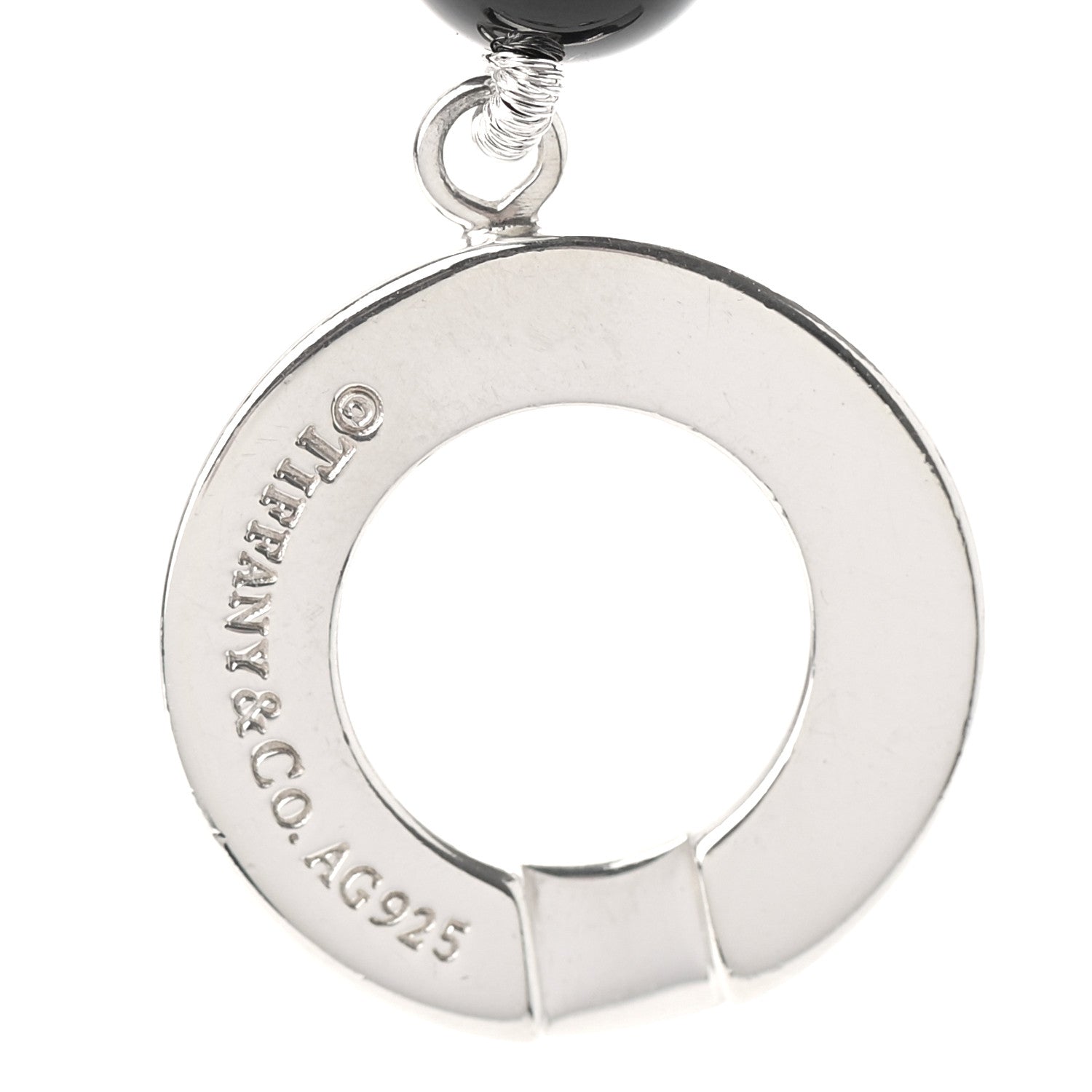 Tiffany Sterling Silver Black Onyx Bead Toggle Necklace 5 of 6