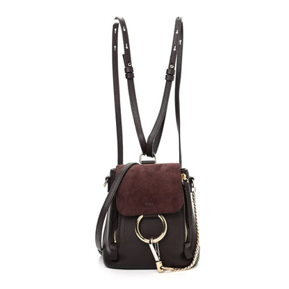 Chloe Suede Calfskin Mini Faye Backpack Carbon Brown 1 of 9