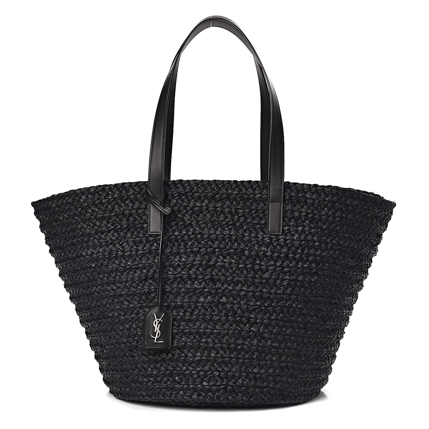 Raffia Medium Panier Bag Black