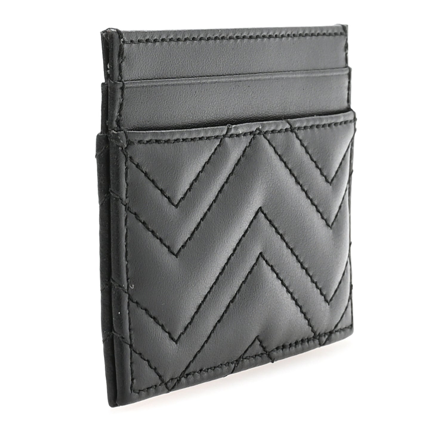 Calfskin Matelasse GG Marmont Card Holder Black