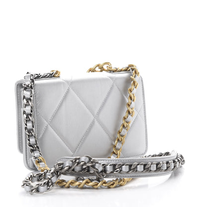 Chanel Metallic Goatskin Quilted 19 Wallet On Chain WOC Silver 2 of 12