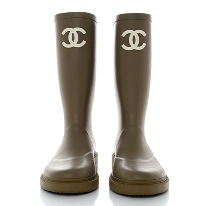 Chanel Caoutchouk CC High Boots 37 Dark Beige 2 of 8