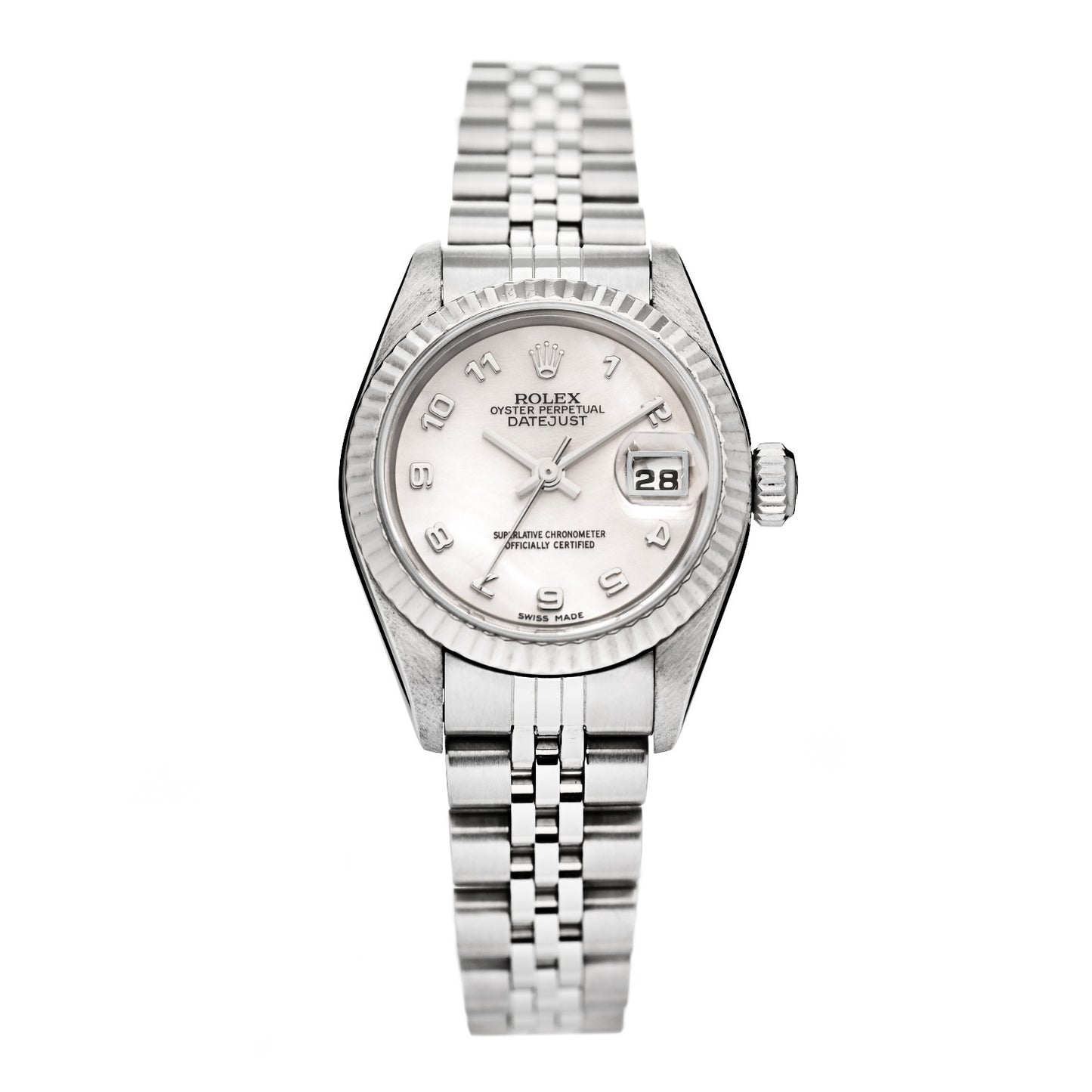 Stainless Steel 18K White Gold Mother of Pearl 26mm Oyster Perpetual Datejust Watch 69174