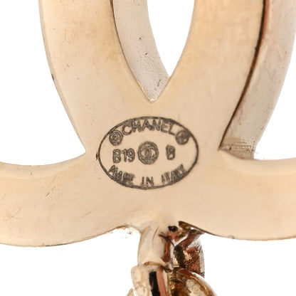 Chanel Crystal Pearl Charming Winter CC Star Heart Drop Earrings Gold 4 of 5