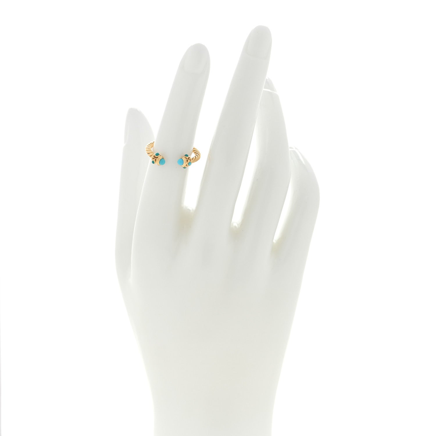 David Yurman 18K Yellow Gold Turquoise Renaissance Ring 50 5.5 2 of 4